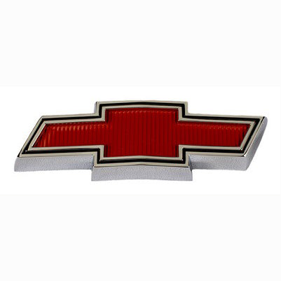 67-68 CHEVROLET PICKUP AND SUBURBAN GRILLE BOWTIE EMBLEM, CHRM/RED