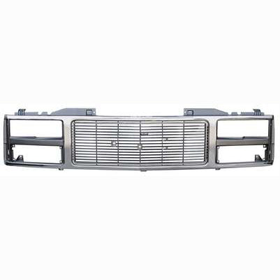 1988-93 Gmc C/K Series Grille, Comp H/L Chr/Slv/Blk