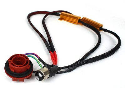 Prewired 1157 resistor harness, simulates regular bulb installation. Each