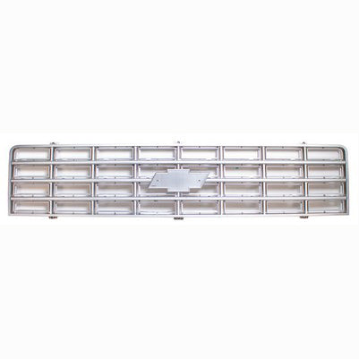 Premium Grille - OE Style w/ Foil Bowtie Emblem - Argent Gray - 75-76 Chevy C/K Pickup Blazer Suburban