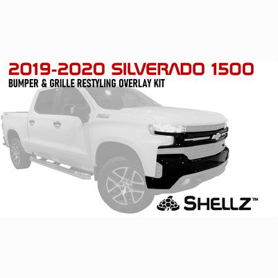 2019-21 Silverado 1500 Front Bumper Shellz, With Park sensor holes, Gloss Black
