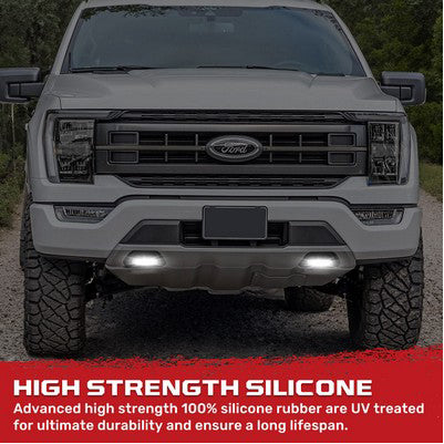 2015-23 F150 Tow Hook Covers 2-Piece Set of White Silicone Covers w LED Running Lights