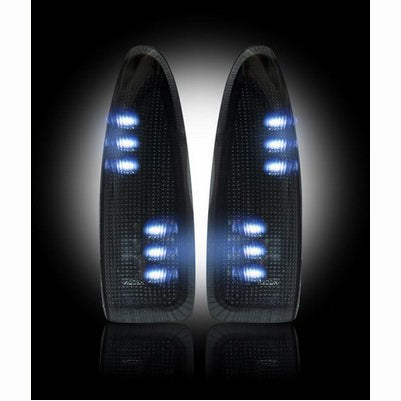 2003-07 Superduty Side Mirror Lenses (2-Piece Set) W/ LED White Turn Signals, Smoked Lens