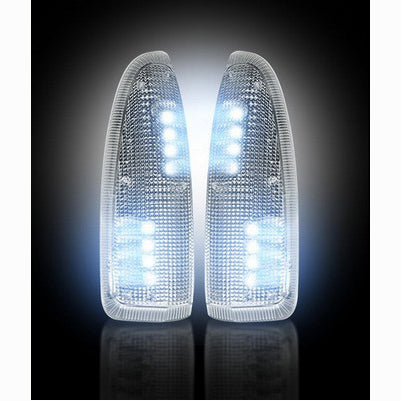 2003-07 Superduty Side Mirror Lenses (2-Piece Set) W/ LED White Turn Signals, Clear Lens