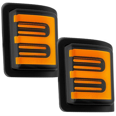 2008-16 F250/F350 Superduty Side Mirror Lenses (2-Piece Set) w/ Ultra High-Power AMBER OLED Running Lights - Smoked Lens