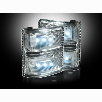 2008-16 Superduty Side Mirror Lenses (2-Piece Set) w/ WHITE LED Turn Signals, Clear Lens