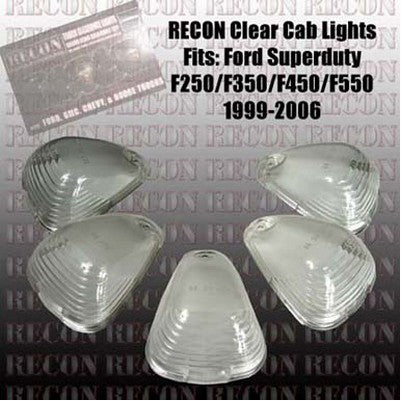 1999-16 Ford Superduty (5-Piece Set) Clear Cab Roof Light Lenses Only & Amber Xenon Bulbs