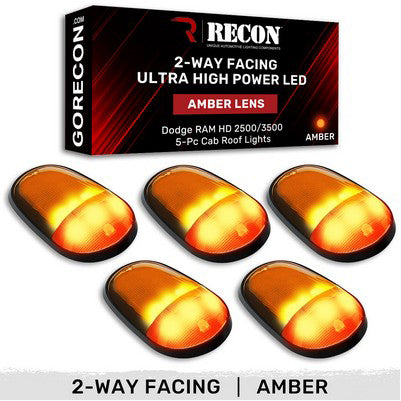 2003-18 RAM Heavy-Duty 2500 & 3500 (5-Piece Set) Amber Cab Roof Light Lens