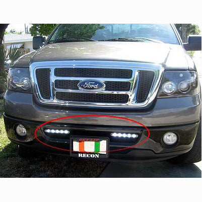 LED Daytime Running Lights w White LEDs & Rectangular Shaped Housing aka AUDI Style , CLEAR LENS