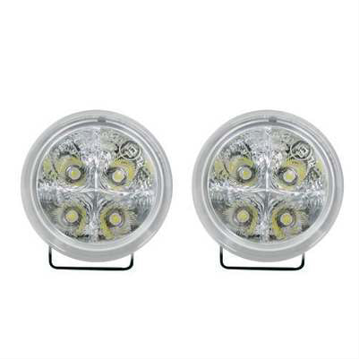 LED Daytime Running Lights w White LEDs & Round Shaped Housing, CLEAR LENS