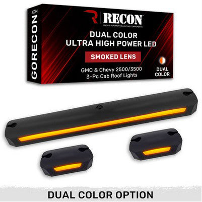 2007-14 Silverado/Sierra 2500/3500 (3-Piece Set) Smoked Cab Roof Light Lens, Dual Colour LEDs