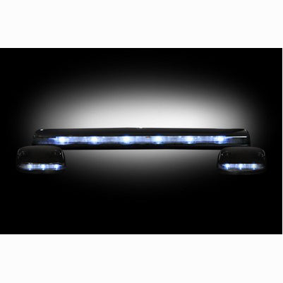 2007-14 Silverado/Sierra HD (3-Piece Set) Clear Cab Roof Light Lens w/ Black Bases & WHITE LEDs