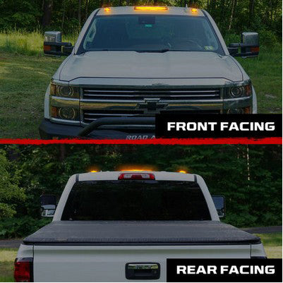 2015-19 Silverado/Sierra 2500/3500 (3-Piece Set) Smoked Cab Roof Light Lens, Amber LEDs