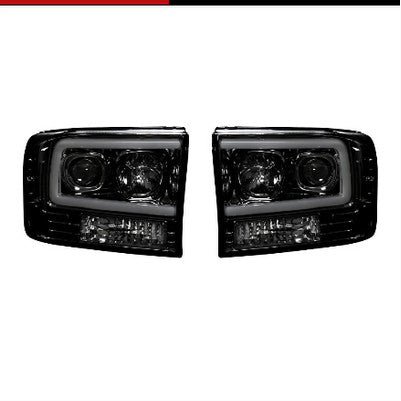1999-04 Ford Superduty F250/F350/F450/F550 Projector Headlights, Smoked/Black