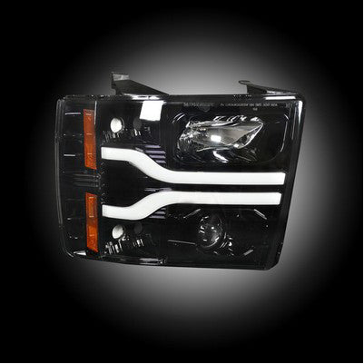 2007-13 Silverado projector headlights w/Ultra High Power Smooth OLED halos, Black