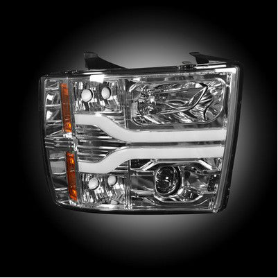 2007-13 Silverado 1500, 07-14 2500/3500 Projector Headlights w/Ultra High Power Smooth OLED halos, Chrome