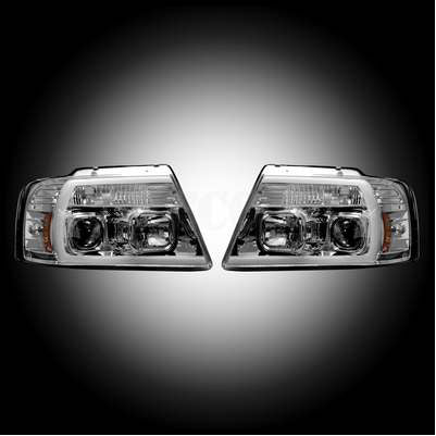 2004-08 F150 PROJECTOR HEADLIGHTS, Clear/Chrome, OLED