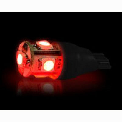 921 T-15 (5 LEDs on each bulb) 360 Degree LED Bulbs Wedge Style, Red