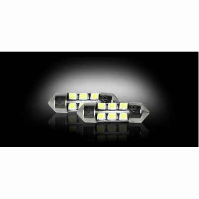 6418 10mm x 35mm (6 LEDs on each bulb) Festoon Style High-Power 1-Watt LED Bulbs, RED