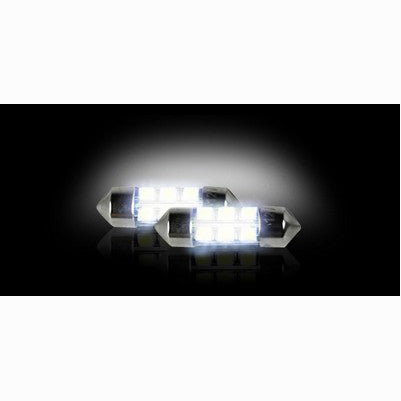 6418 10mm x 35mm (6 LEDs on each bulb) Festoon Style High-Power 1-Watt LED Bulbs, WHITE