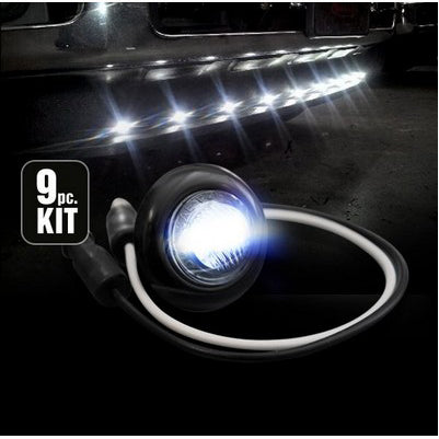 Universal White LED Front Lower Air Dam Light Kit with Smoked Lens and Black Bezel
