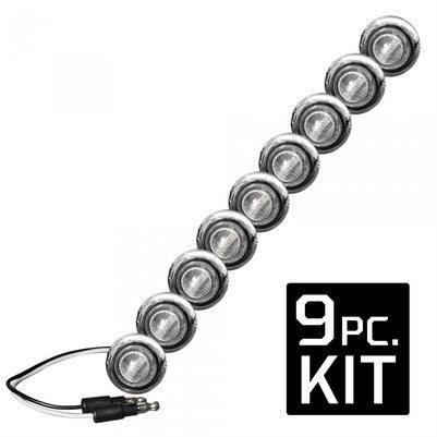 Universal White LED Front Lower Air Dam Light Kit with Clear Lens and Chrome Bezel