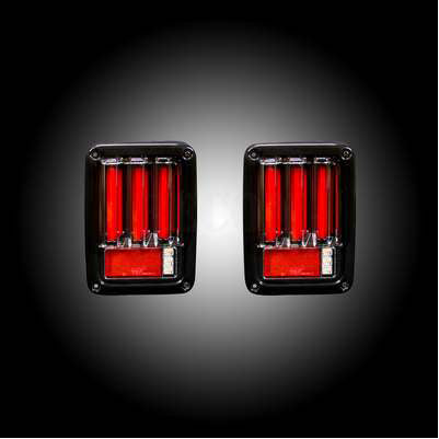 2007-17 JK Wrangler OLED Bar-Style LED Taillights, Red Lens