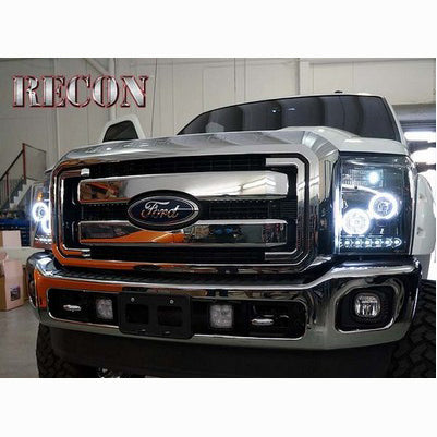 2011-16 Superduty black projector headlights with CCFL halo rings