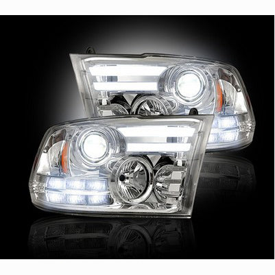 2013-18 Ram 1500, 2013-18 2500/3500 (w/OE projectors) Projector Headlights , Chrome/Clear