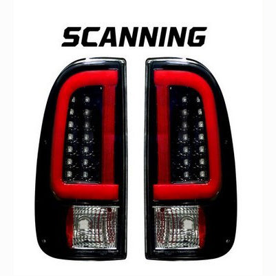 1999-07 Superduty, 1997-03 F150 fleet side OLED Tail Lights with Scanning OLED Turn Signals, Smoked Lens