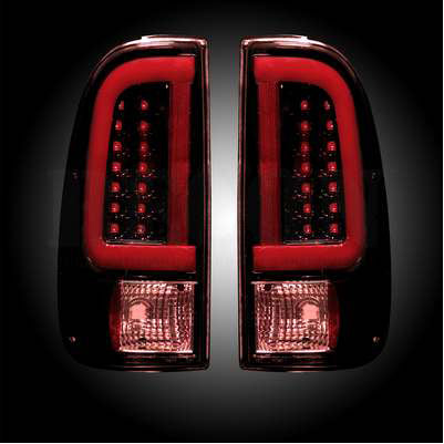 2008-16 F250/350 OLED TAIL LIGHTS, Dark Red Smoked Lens