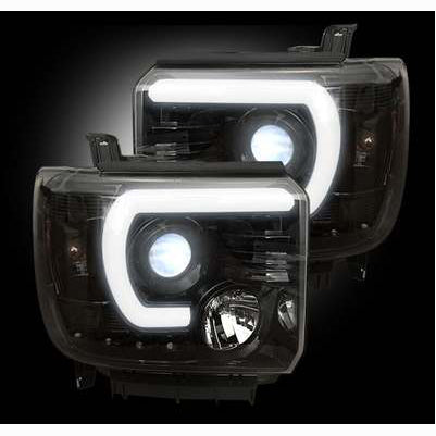 2014-18 Sierra 1500, 2015-19 2500/3500 Smoked projector headlights