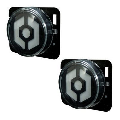 2007-17 JK Wrangler Round Front Fender Lenses with White Hexagon-Shaped OLED Design , Clear Lens