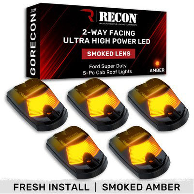 2017-24 Superduty (5-Piece Set) Smoked Cab Roof Light Lens (for trucks w/o factory roof lights)