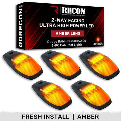 2019-24 Ram 2500/3500 (5-Piece Set) Amber Cab Roof Light with amber Lens