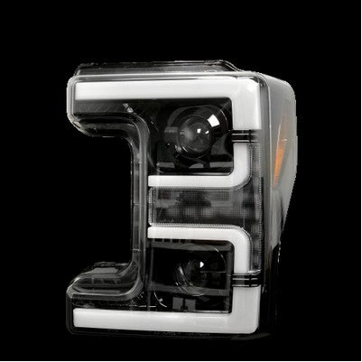 2017-19 Superduty Projector headlights with OLED DRL and Scanning signals, Smoked (Only fits trucks with OE Halogen headlights)