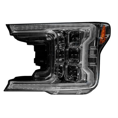 2018-20 F150 Hi/Low LED Headlights w/OLED DRL & Scanning signals, Chrome/Clear (Only fits trucks with OE Halogen headlights)