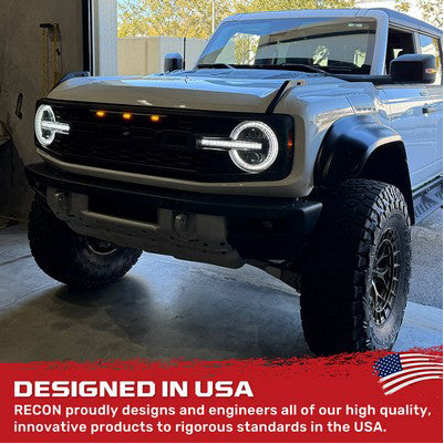 2021-24 Bronco LED PROJECTOR HEADLIGHTS - Smoked / Black with WHITE LED Turn Signals