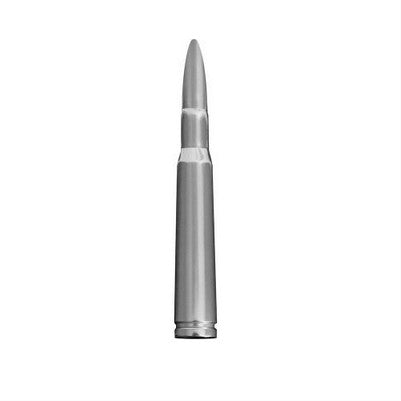.50 Cal Bullet Shaped Aluminum 5 inch Antenna, BRUSHED ALUMINUM