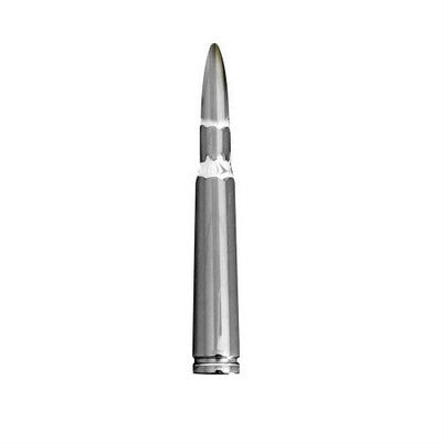 .50 Cal Bullet Shaped Aluminum 5 inch Antenna, CHROME