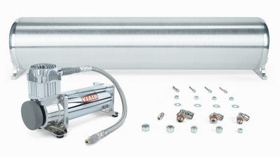 28 inch FLO Tank w/ Viair 444c Compressor, 1/4 inch & 3/8 inch fittings and tank mounting hardware