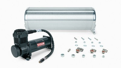 18 inch FLO Tank w/ Viair 444c black Compressor, 1/4 inch & 3/8 inch fittings and tank mounting hardware