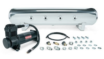 4 Gal. 7-Port Polished Tank w/ Viair 444c black compressor, 1/4 inch & 3/8 inch fittings & tank mounting hardware