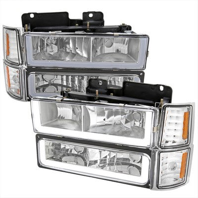 1994-98 Chevrolet C10 Led Bar Headlight Bumper And Corner Light Combo With Chrome Housing Clear Lens