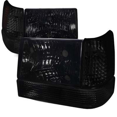 1993-98 Jeep Grand Cherokee Combo: 93-98 Grand Cherokee Headlight With Corner Lights And Bumper Lights Smoke