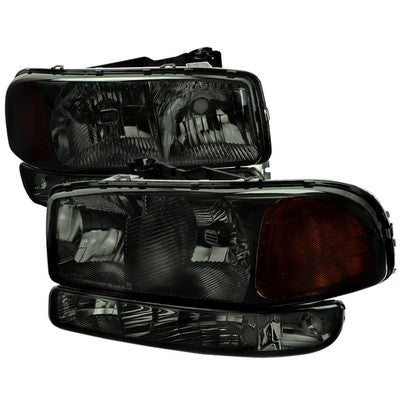 1999-06 GMC Sierra Headlight And Bumper Light With Amber Corners Combo - Clear Housing With Smoked Lens