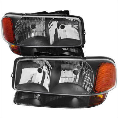 1999-07 GMC Sierra 00-06 Gmc Yukon/ Yukon Xl Oe Style Headlights And Bumper Lights Matte Black Housing And Clear Lens - Uses Stock Bulbs - Not Compatible Denali Models