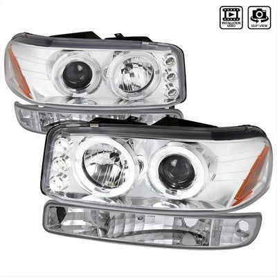1999-06 Gmc Sierra/Yukon Projector Headlights And Bumper Lights Chrome