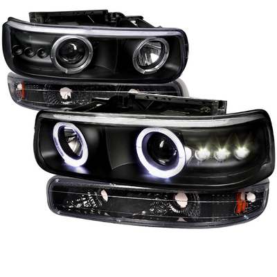 1999-03 Chevrolet Silverado Combo Projector Headlight Black Housing With Bumper Light