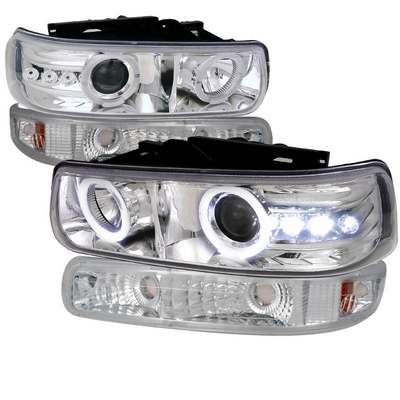 1999-03 Chevrolet Silverado Combo Projector Headlight Chrome Housing With Bumper Light
